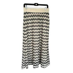Lapis Boho Crochet Lace Maxi Skirt Size Medium Retro Chevron Black Cream